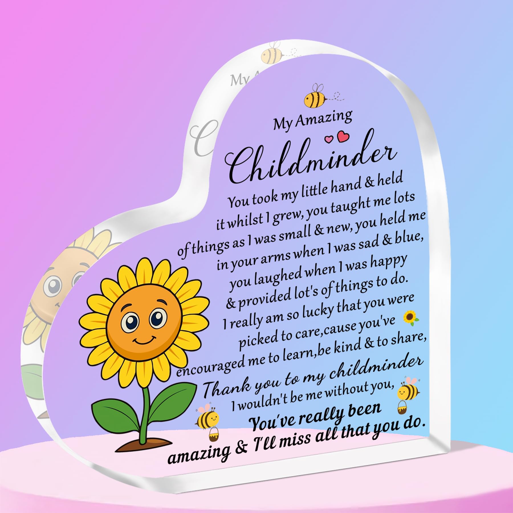 QMVMV Childminder Acrylic Plaque Gifts for Women Men Christmas Birthday Thanksgiving End of Year Gifts for Childminder, Perfect for Leaving School, End of Term, Preschool, Goodbye, Nursery Graduation