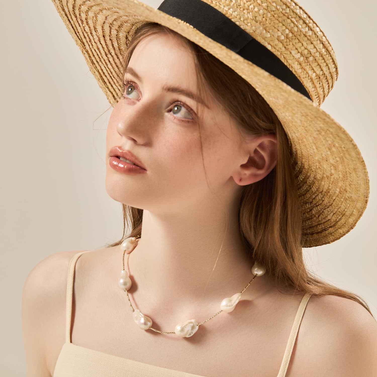 Freshwater Pearl Necklaces for Women; Baroque Pearl Necklace; Long Pearls Necklace for Women; Pearl and Gold Necklace; Real Pearls Station Necklace - Image 4