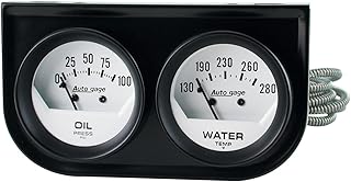 AUTO METER 2323 Autogage White Oil/Water Gauge with Black Console 2.3125 in.