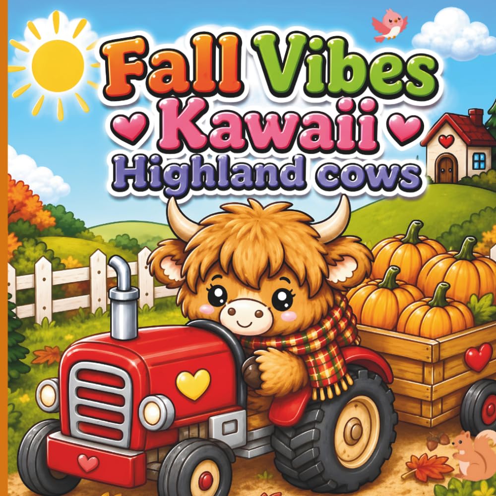 FALL VIBES KAWAII HIGHLAND COWS: A Cozy Fall Coloring Book for Kids, Teens & Adults