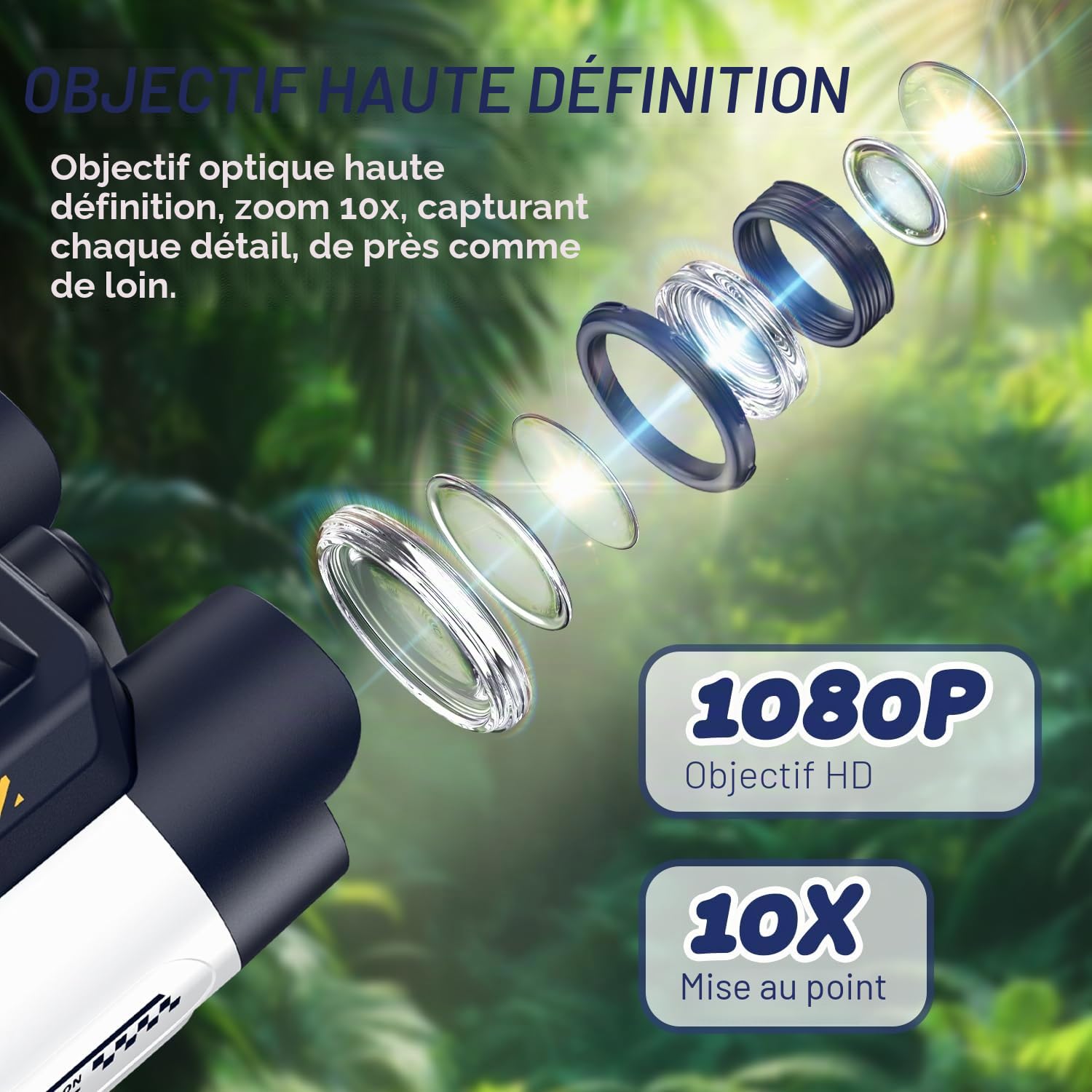 Jumelles Enfants Ahalfcit Télescope Jouet Vision Nocturne Infrarouge 10x25 Écran Couleur 2,4 Pouces Exploration Plein Air 4 Ans+ Blanc