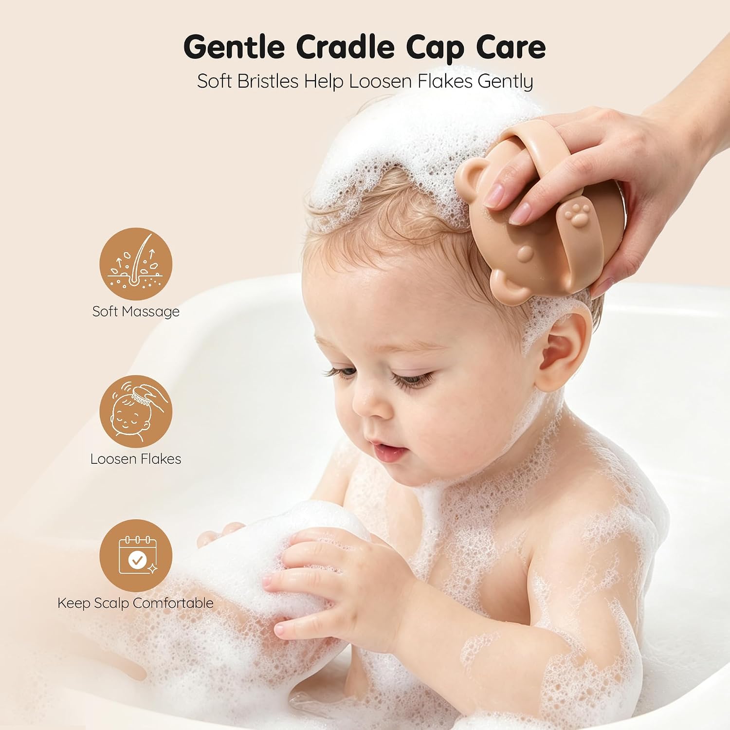 Baby Brush Comb Set,Goat Hair Bristles,Wooden Cradle Cap Brush,4PC image 5