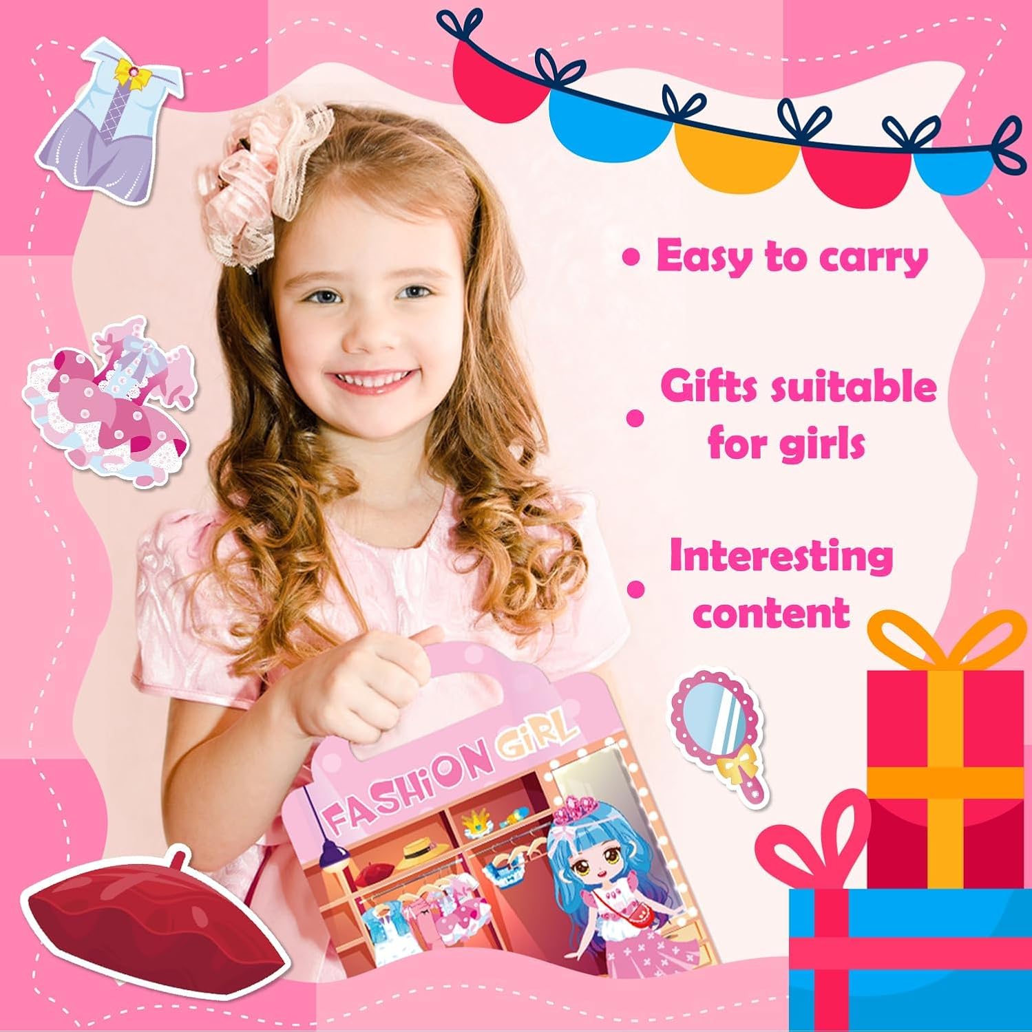 6 Reusable Puffy Sticker Books for Toddlers 1-3 2-4 Years Girls image 2