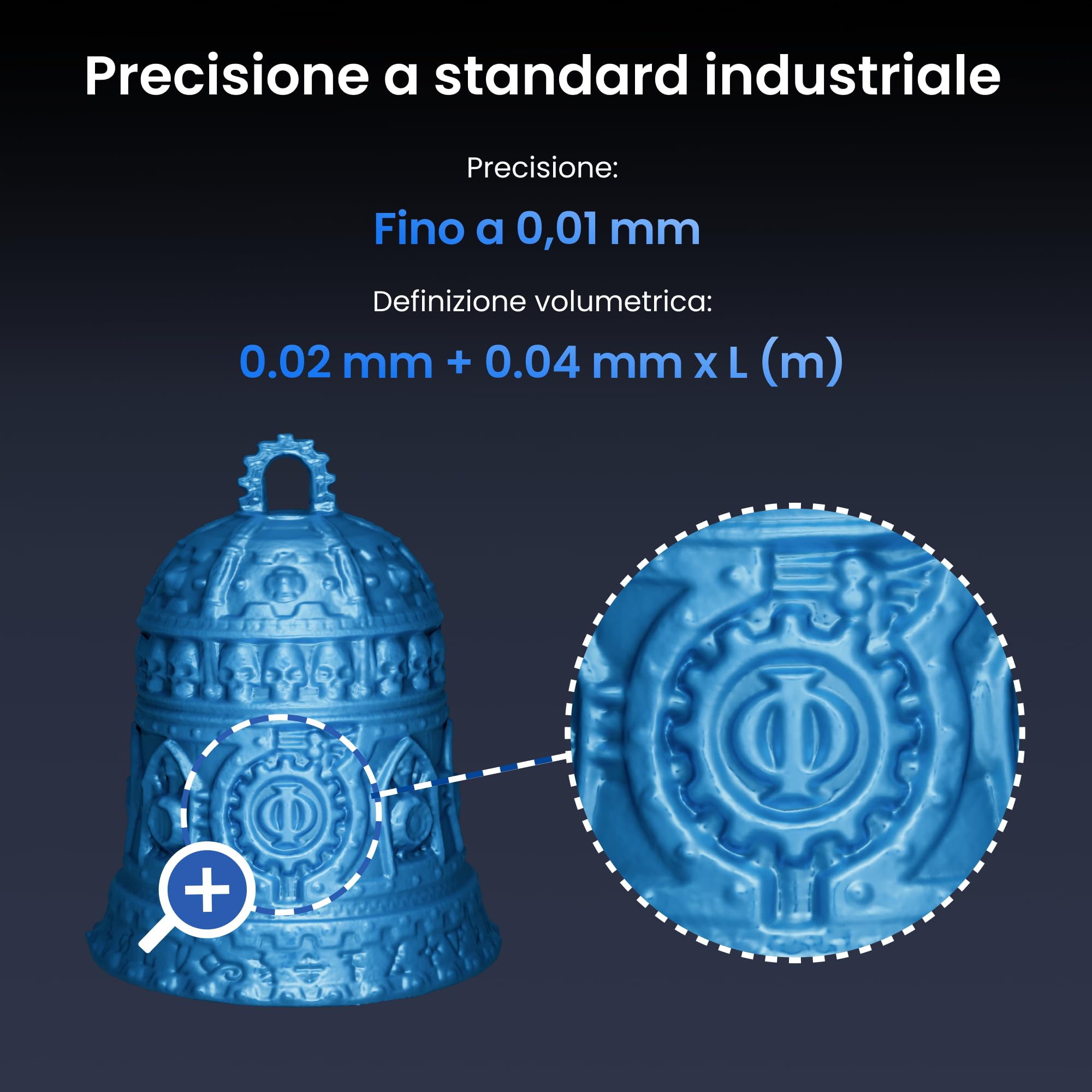 Revopoint MetroY Pro Scanner 3D per Stampa 3D, Precisione da 0,01 mm, Scanner Portatile Laser Blu Precisione Industriale 34+15+1, a Tutto Campo con a 62 Linee di Scansione, Anteprima in Tempo Reale