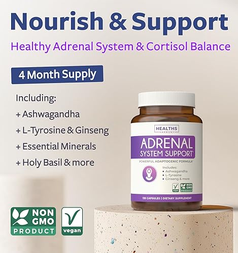 Miniatura 2 de Apoyo Adrenal y Administrador de Cortisol (Sin OMG) Salud Adrenal Poderosa con L-Tirosina y Ashwagandha - Mantén Niveles Equilibrados de Cortisol y