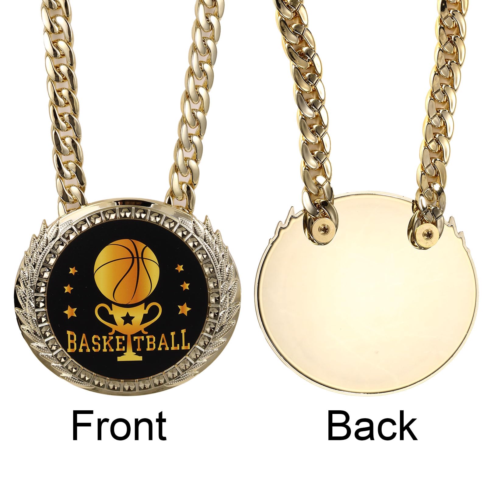 Chaîne Médaille Basketball 15cm Dorée MVP Récompense Collier Champion Sportif
