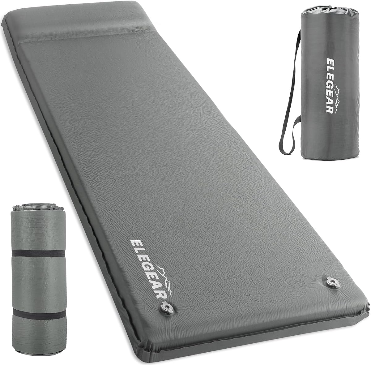 9.5 R-Value Self Inflating Sleeping Pad, Elegear CumbreX™ Foam Folding Sleeping Pad 3.1inch for 4 Seasons, Camping Mattress with Pillow Insulated Camping Sleeping Mats for Cot, Travel,Tent,Grey