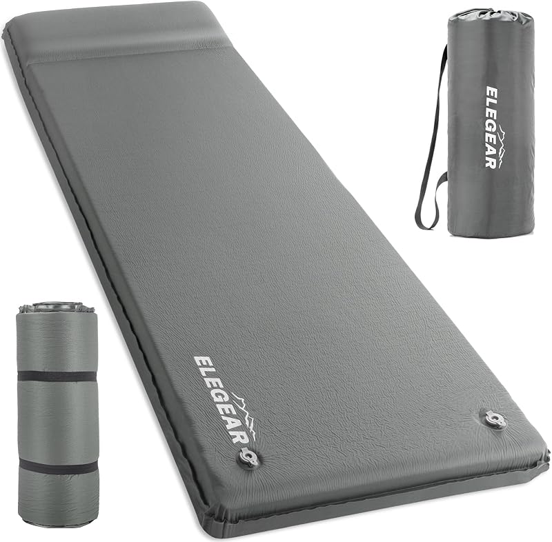 CumbreX™ Self Inflating Sleeping Pad with Pillow 3.15" Memory Foam | Fast Inflating in 20s, Insulated 4-Season R-value 9.5, Ultra-Thick, For Camp/Travel/Car/Tent