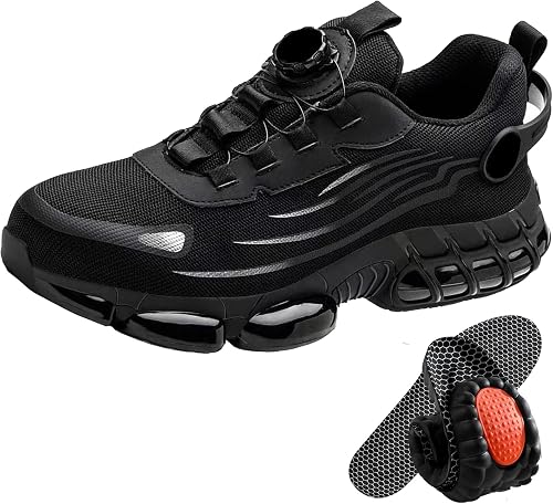 YONOVNEW Steel Toe Shoes for Men & Women - Breathable Lightweight Work Shoes wit