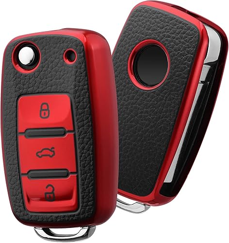 OATSBASF Funda para llavero compatible con VW Volkswagen, funda para llave de coche para VW Golf, accesorios de asiento Polo Passat Skoda, carcasa