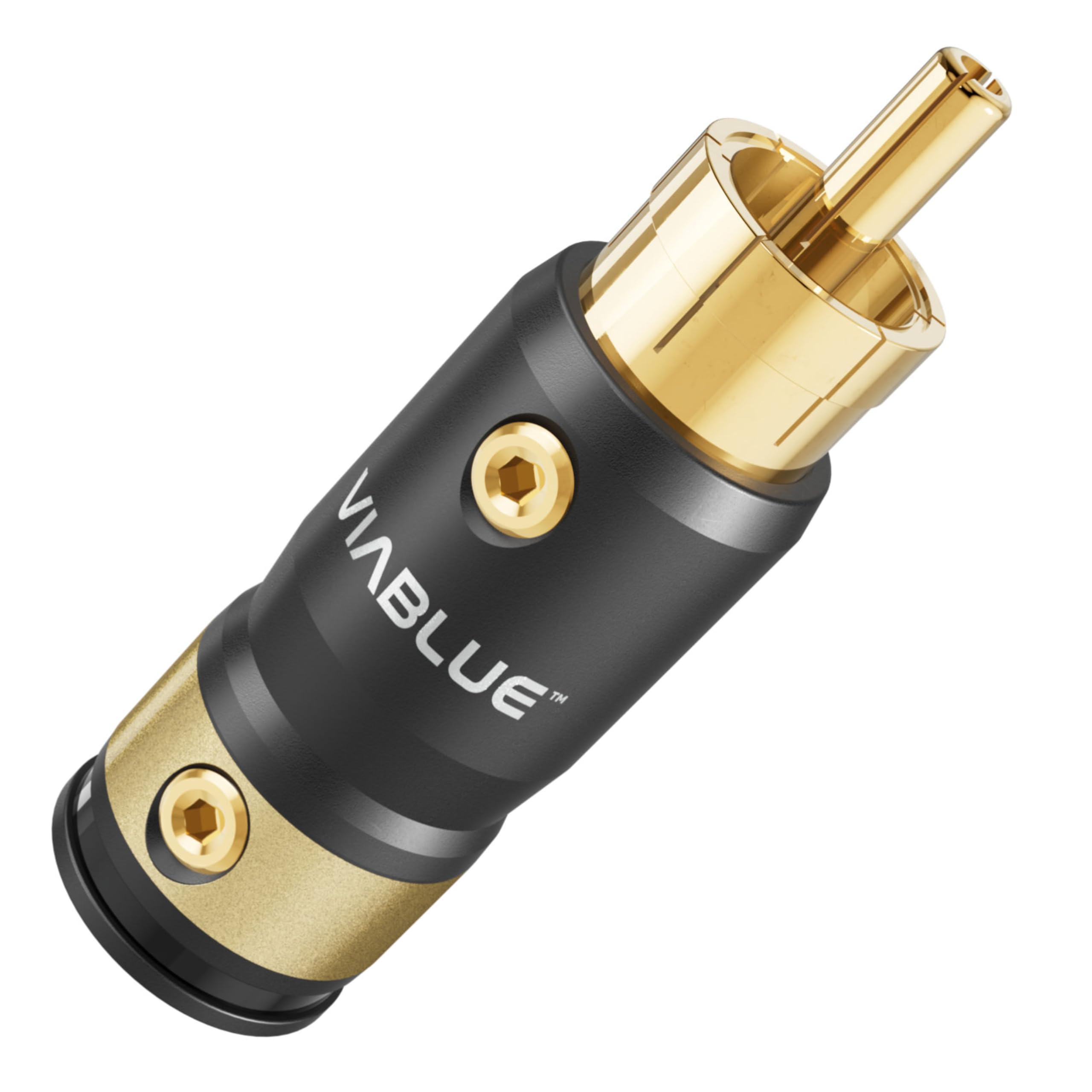 VIABLUE Conector RCA T8/RCA. Versión de soldadura, chapado en oro real de 24 quilates, carcasa de metal, conectores de alta gama, 2 pares (4 unidades)