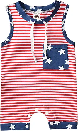 Aalizzwell Baby Boy Romper Newborn Infant Sleeveless Short Romper One Piece Active Summer Clothes