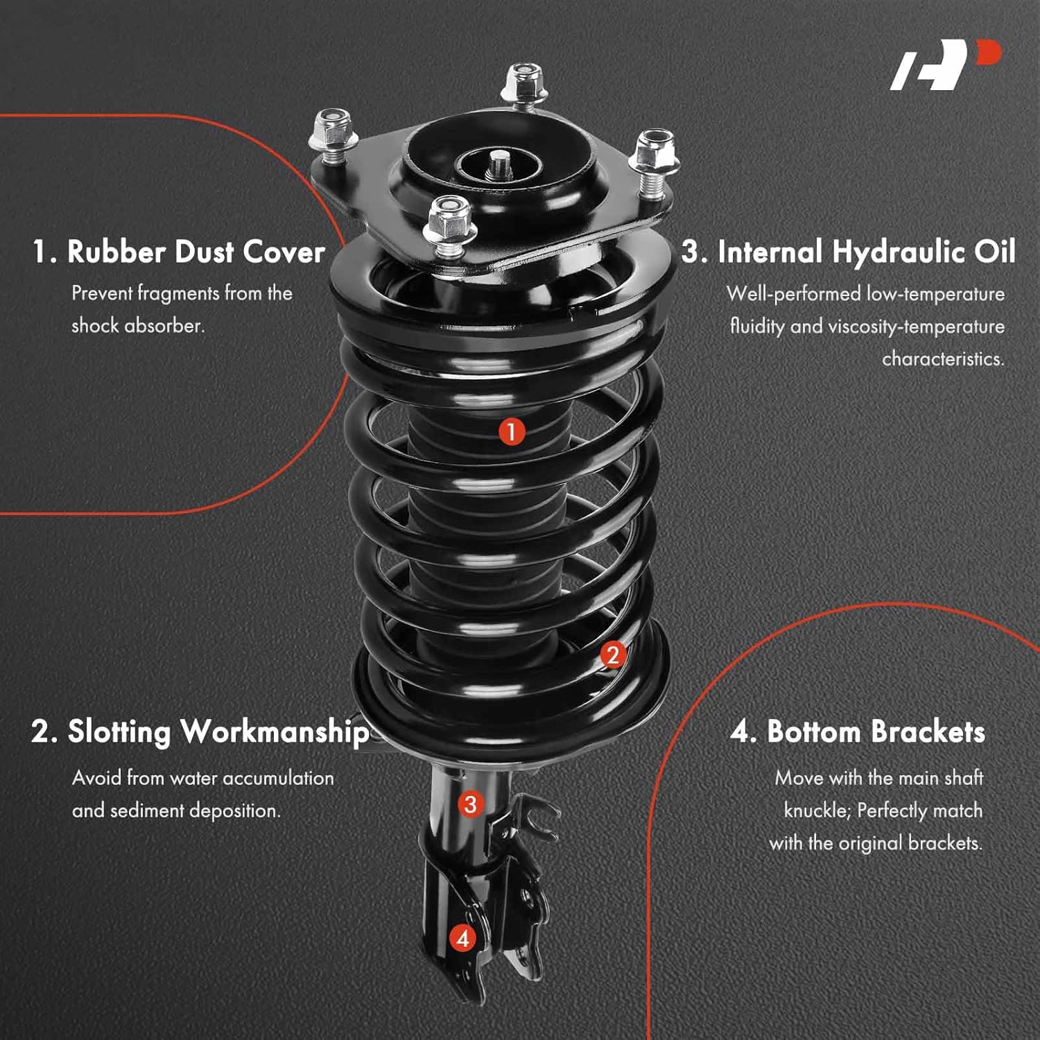 A-Premium Front Strut Assembly Compatible with Kia Spectra [1.8L] 2001 2002 2003 2004-2x Replacement Suspension Complete Strut Shock Absorber with Coil Spring
