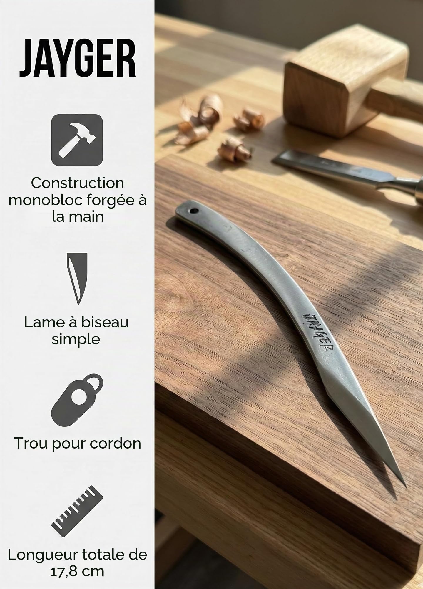 Couteau Kiridashi fait à la main – Outil de marquage japonais de précision – Lame 12C27 – Couteau de sculpture et d'artisanat compact pour le travail du bois, le travail du cuir, le bricolage et