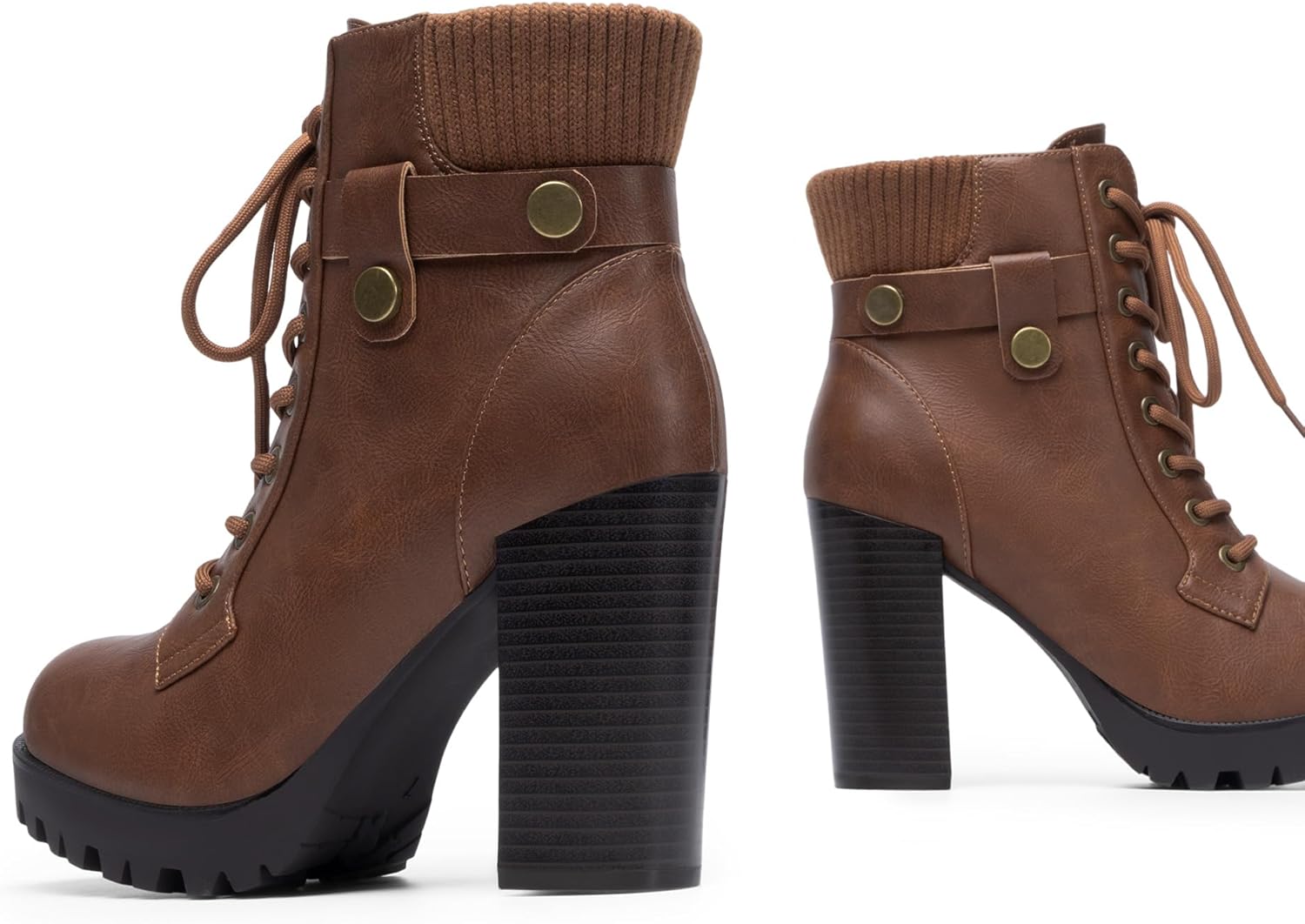 DREAM PAIRS Women's Lace up Combat Ankle Boots High Chunky Heel Fashion Heeled Booties Shoes