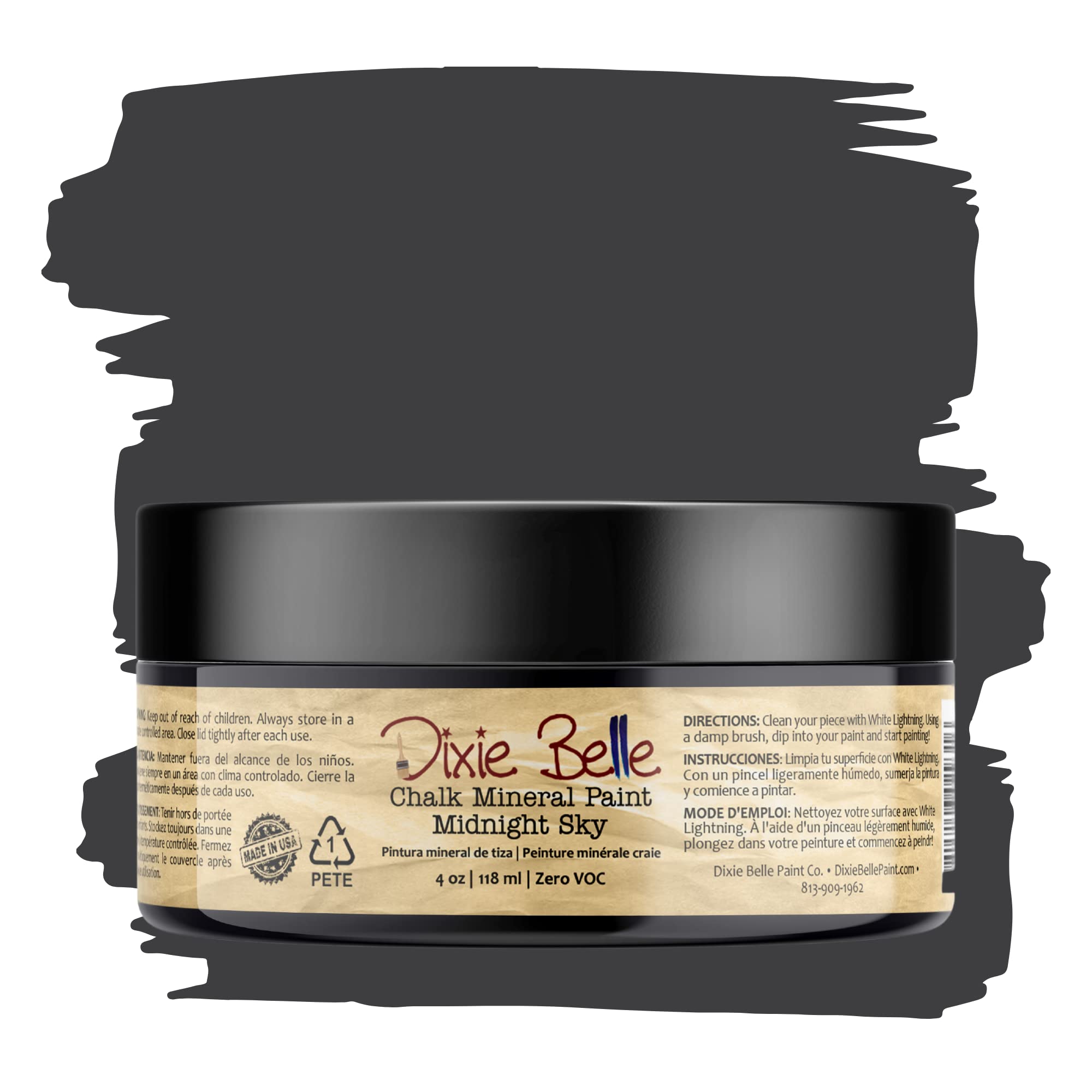Dixie Belle Paint Company Chalk Finish Furniture Paint - Caviar (32oz) - Matte Black Chic Chalk Mineral DIY Furniture Paint — view 19