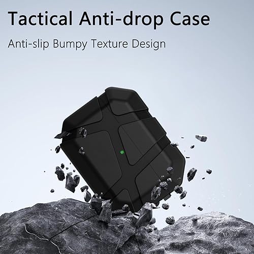 Miniatura 6 de CCSmall Funda de armadura para AirPods Pro 2 con llavero de pulsera para hombres, funda protectora de silicona de cuerpo completo para Apple AirPods