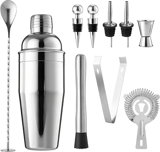 Cocktail Shaker Set 10-teilig, 750ml Edelstahl, Profi-Bartender-Zubehör
