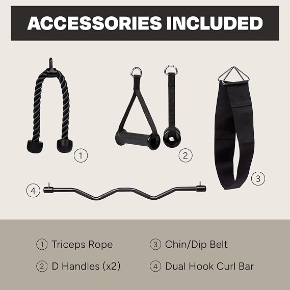 Inspire Fitness FTX Functional Trainer and Fitness Essentials Kit - Compact at Home Workout Machine with Accessories - Space Saving Design - Home Gym Cable Machine