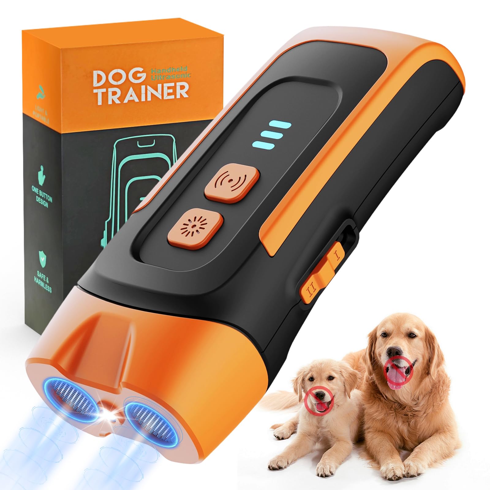Antibell für Hunde - 40 Fuß Reichweite - 2 Modi Antibell Ultraschall Gerät mit LED-Dauerlicht/Stroboskoplicht - Wiederaufladbar Hundegebell Stoppen für Kleine/Mittelgroße/Große Hunde