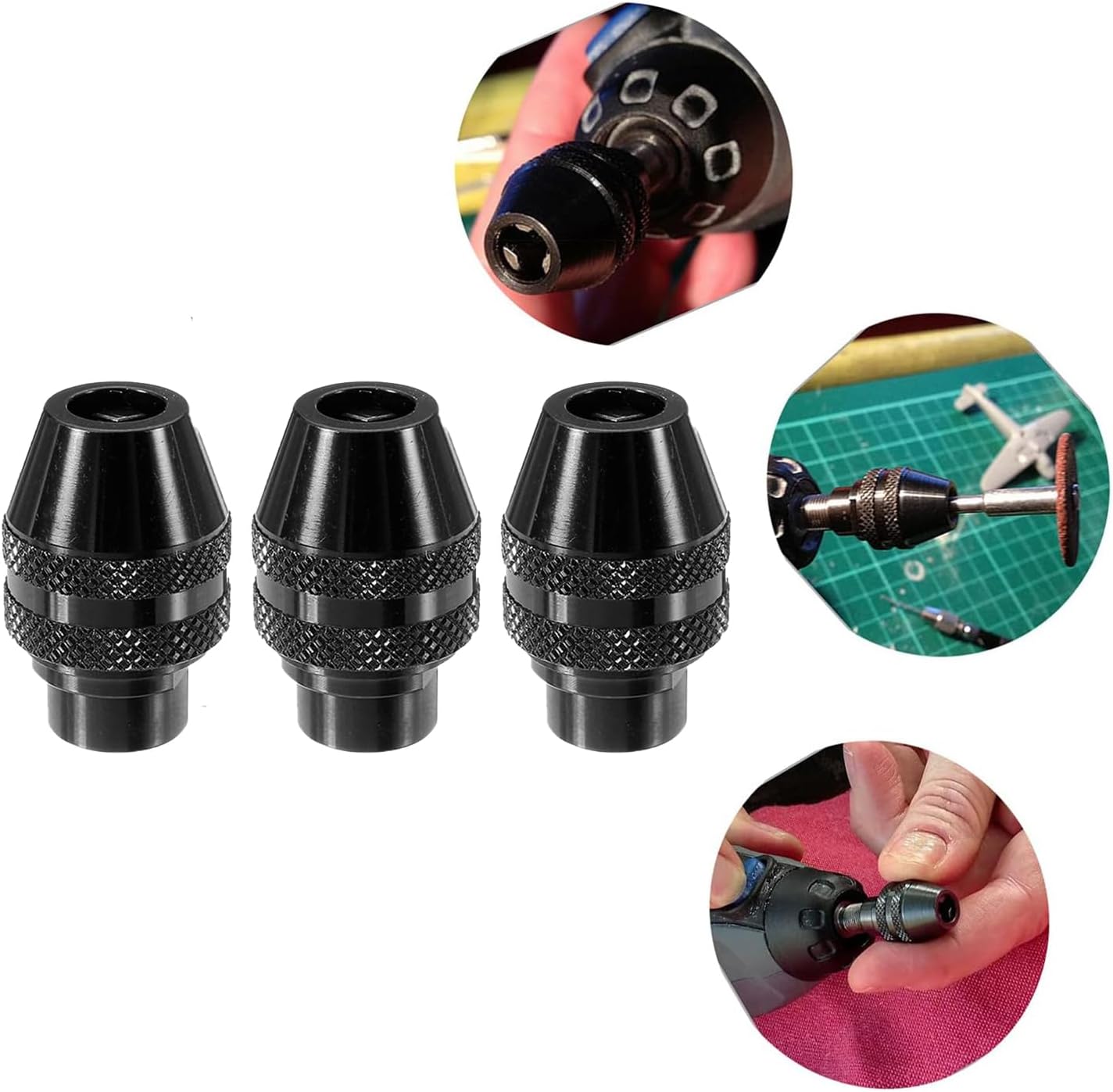 3-Pack 4486 Quick Change Multipro Keyless Chuck Compatible with Dremel Rotary Tools Model 395 3000 4000 4300 8220 3000 7300