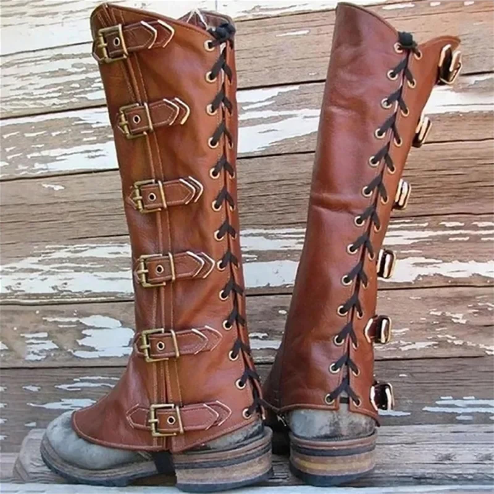 Beinschienen Mittelalter,Mittelalter Schuhe Mittelalterliche Ritter Leder Bein Rüstung Beinschienen Steampunk Stiefel Schuhe Abdeckung Gamasche for Männer Frauen(Black)