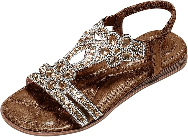 Sandali da donna con zeppa, tacco basso, stile retrò, bohémien, con cinturino alla caviglia, facili da allacciare, alla moda, casual, per il tempo