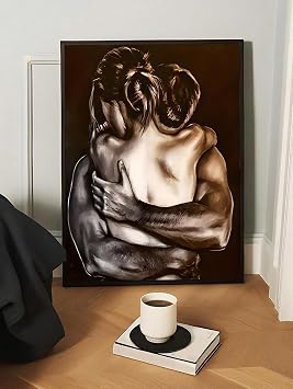YUSUZHU 1pc Modern Art Posters, Sexy Men And Women Embracing, Love Painting Oil Paintings, Art Wall Pictures Canvas Art Prints 80x120cm Withframe