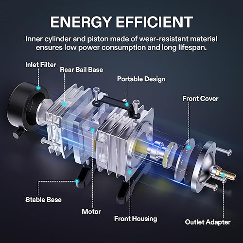Miniatura 6 de VIVOSUN Bomba de aire comercial 1110 GPH 8 salida 40W 70Lmin para acuarios y sistemas hidropónicos