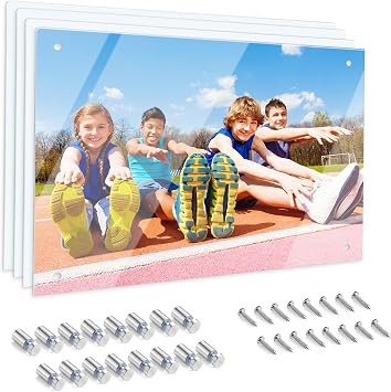 HYHOSHI 4Pack 11.8.x15.7inch Sublimation Glass Photo Blanks, Wall Mount Tempered Glass Sublimation Blank Sign, Sublimation Blank DIY Picture Wall Frame Poster for Home Decor