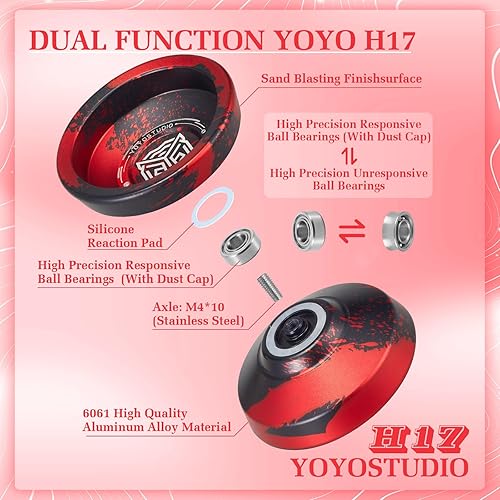 Miniatura 3 de Yoyo profesional sensible Yoyo H17, Yoyo de metal de doble propósito para niños principiantes, rodamiento Yo Yo que no responde para adultos con