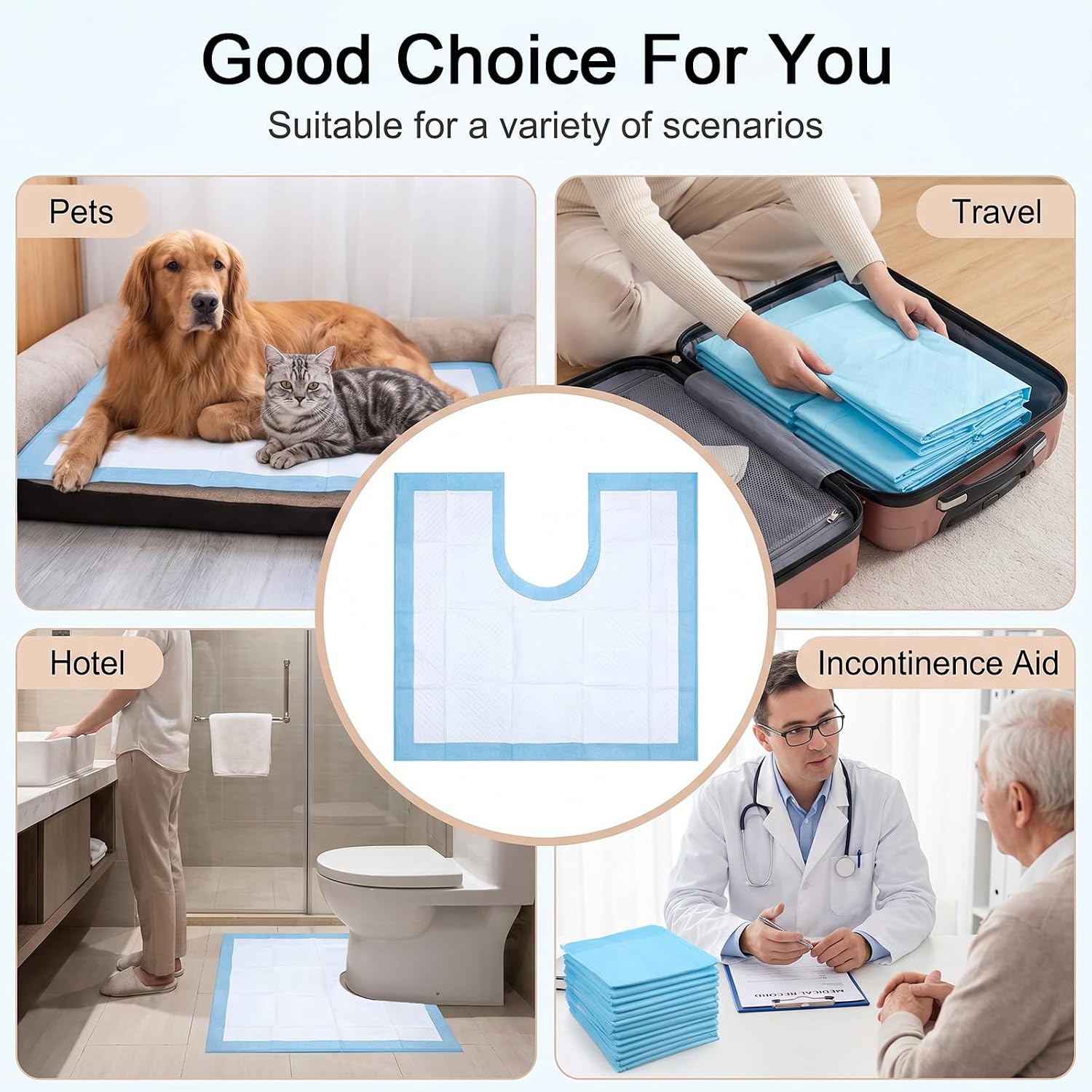 25 Pack Disposable Toilet Mats,Absorbent Toilets Floor Protector from Urine,U-Shape Disposable Toilet Training Rug,Waterproof Toilets Commode Mat for Children Adult