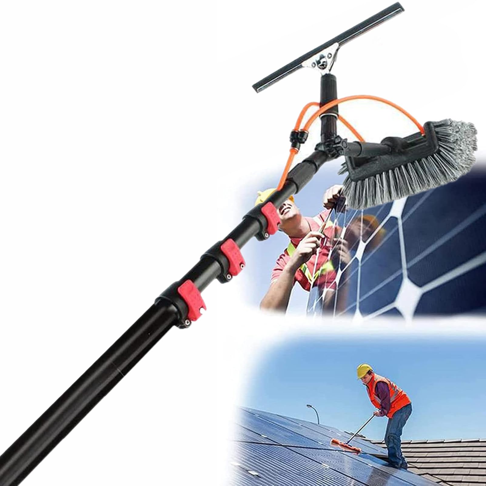 Aioneer Water Fed Pole Kit, Window And Solar Cleaning Pole W/Water Fed Telescopic Brush/Brush Window And Solar Panel Cleaning System Windows Cleaning & Washing Tool,12Ft/3.6M-24FT/7.2M