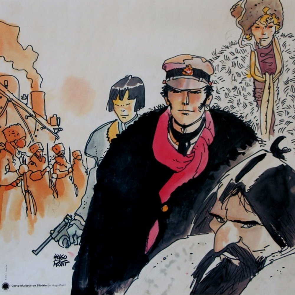 Affiche Corto Maltese Sibérie 70x70cm poster offset Hugo Pratt salon