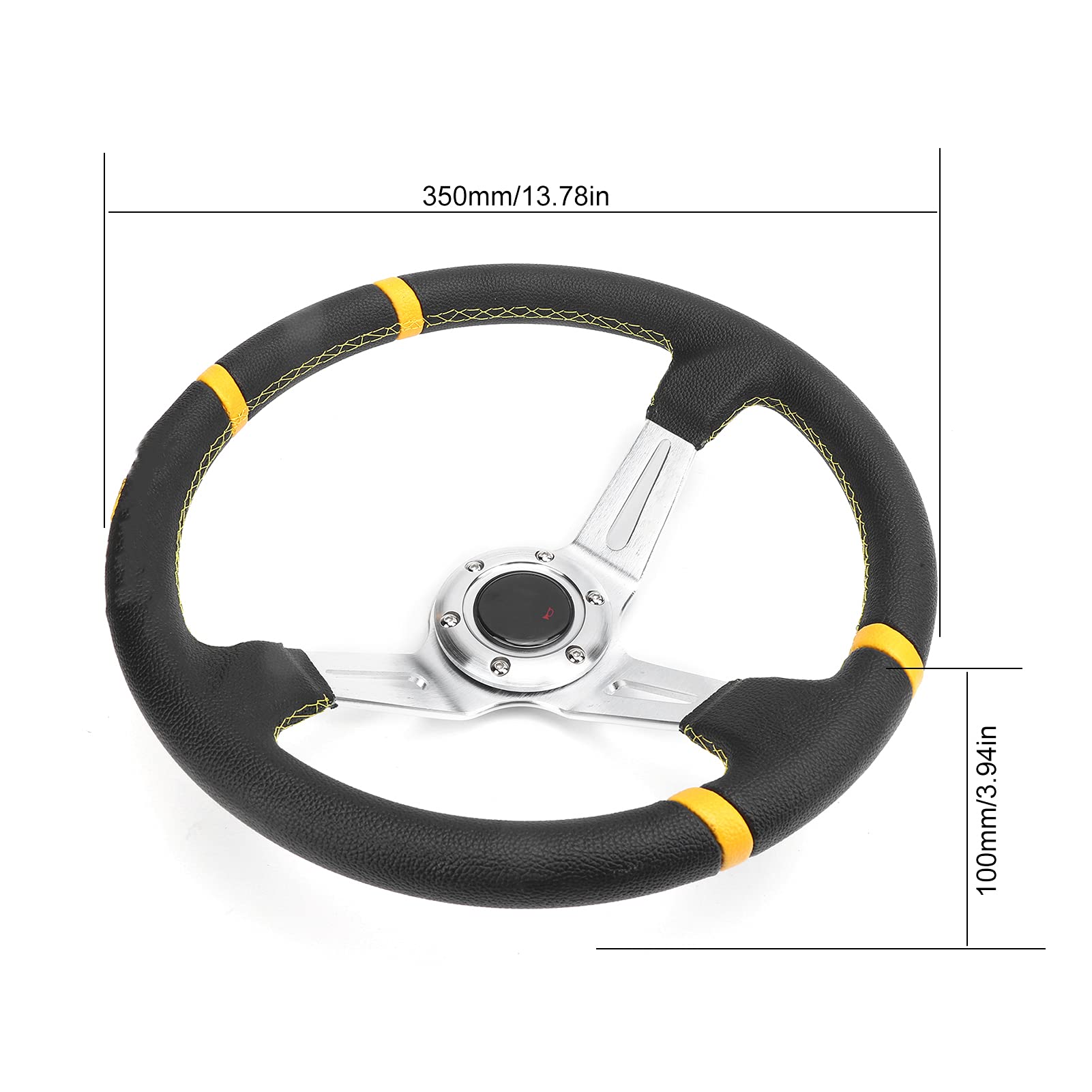 Sportowa Kierownica Deep Dish Racing Style Ręczne Szycie Części Samochodowych 14 Cali/35 Cm Czarna Rama Aluminiowa PU