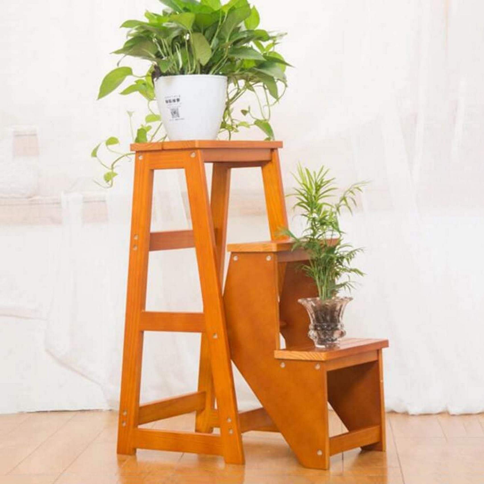 Tabouret escabeau pliant en bois massif de noyer au design robuste