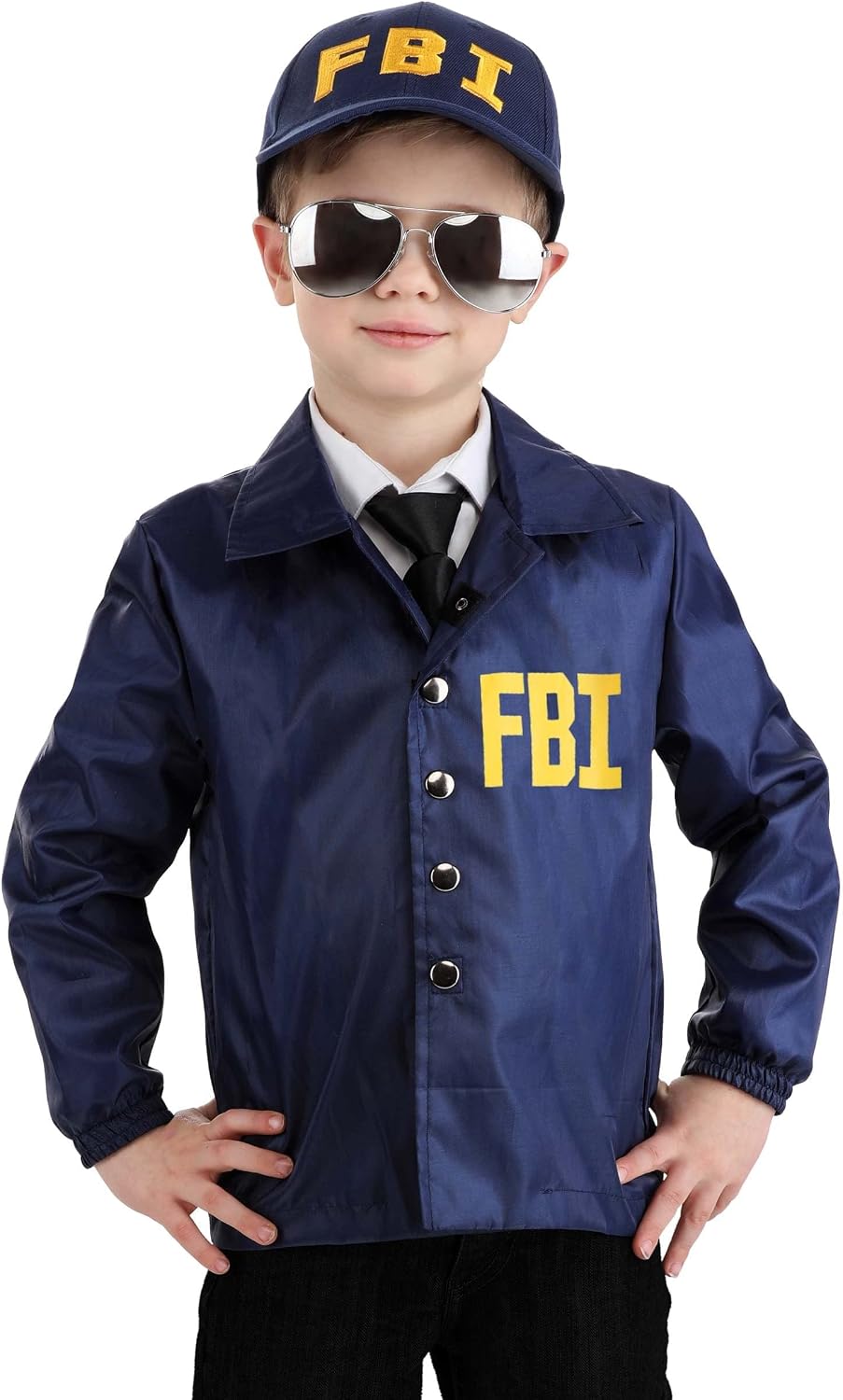 Toddler FBI Costumes | Federal Agent Polyester Windbreaker Jacket With Hat For Halloween And Dress Up