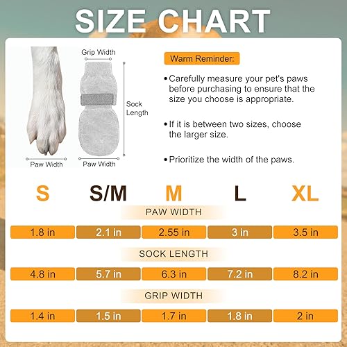 Miniatura 62 de BEAUTYZOO 6 calcetines para perros para evitar lamer las patas, zapatos antideslizantes para suelos de madera dura en pavimentos calientes, botas