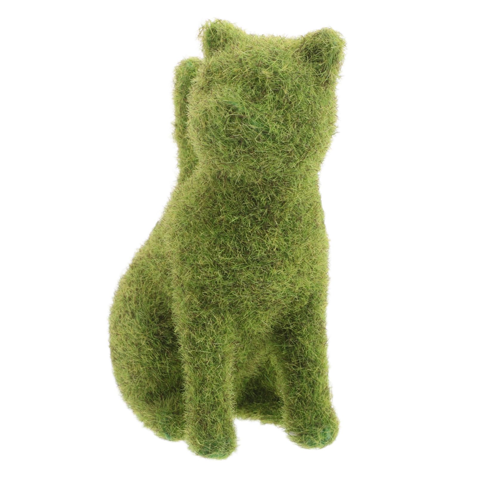 Statue de chat de jardin vert en flocage pour embellir votre terrasse ce printemps