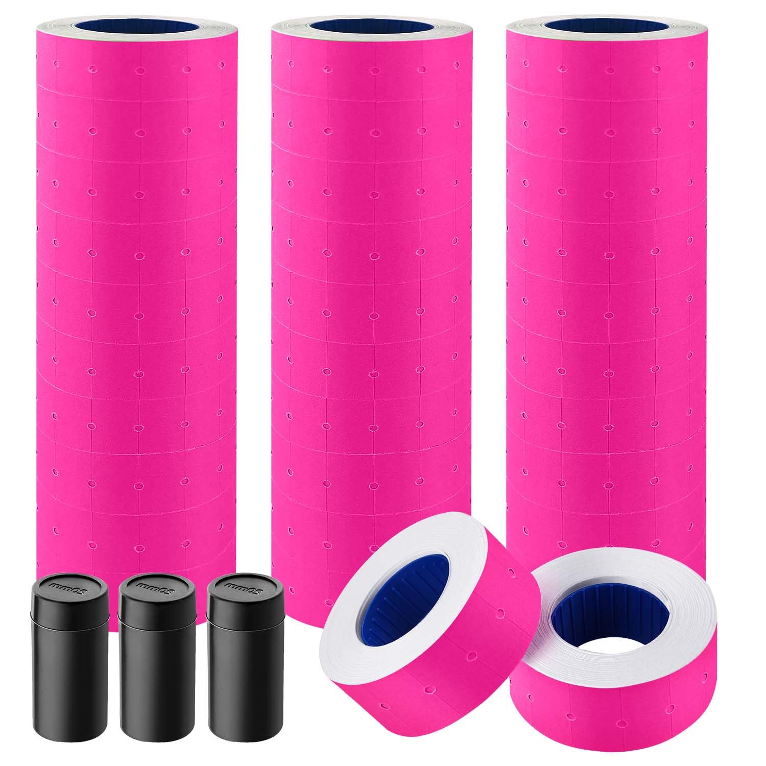 30 Rolls 15000pcs White Price Gun Labels for Mx-5500 Labeller White Pricemarker Stickers Plus 3 Piece Refill Ink Rolls (Rose)