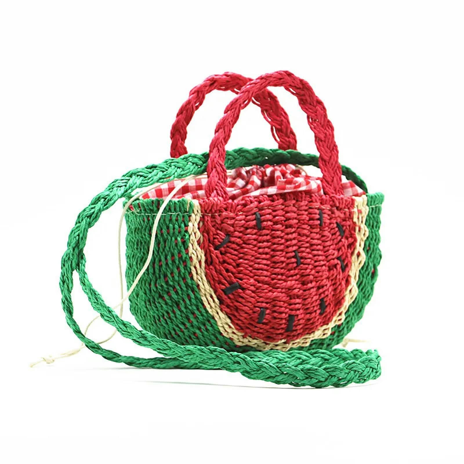 Borsa Paglia Anguria Straw Donne Borse A Spalla Femminile Crossbody Bag Handmade Frutta Borsa