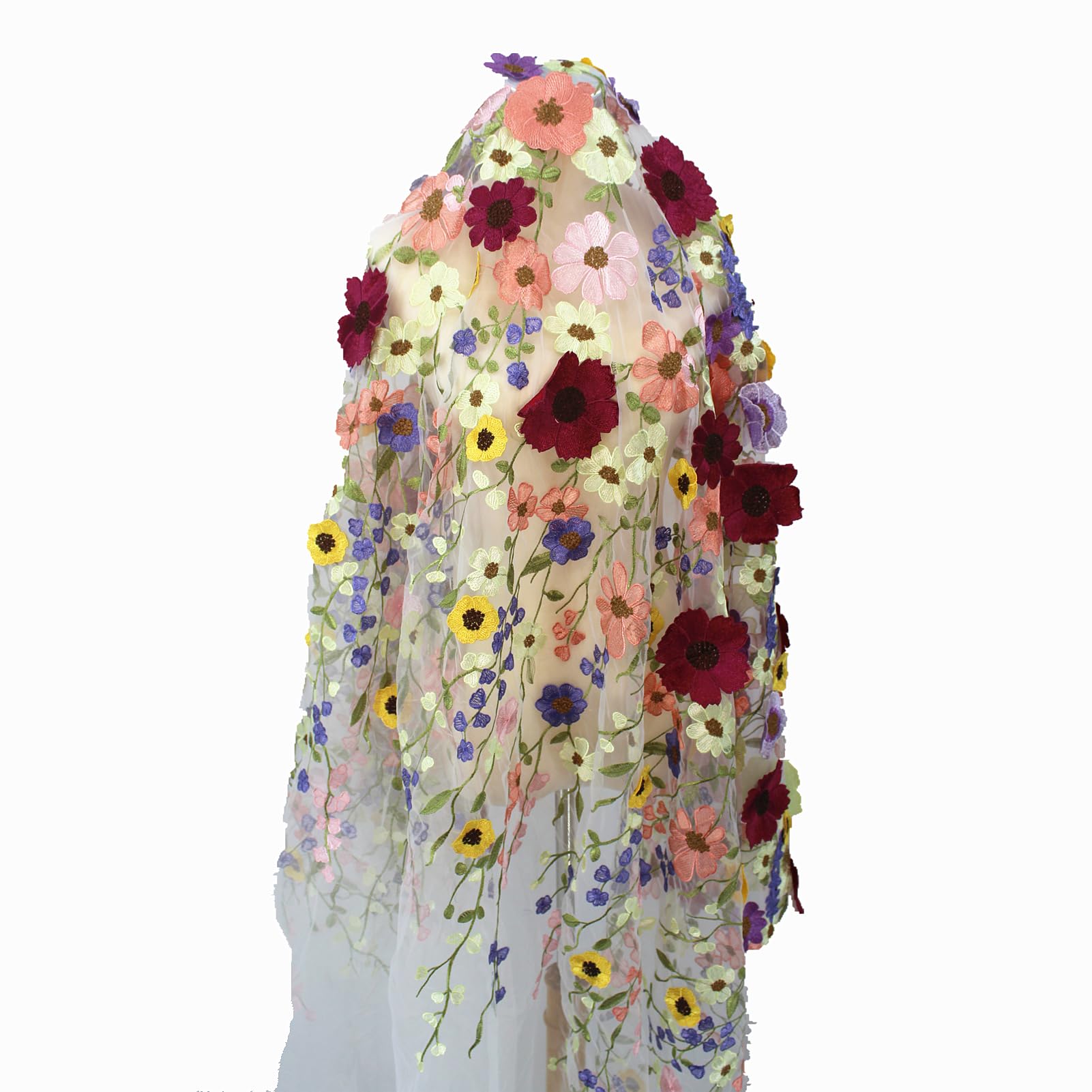 Amazon.com: SUNMOVE 1 Yard Multicolor 3D Flowers Heavy Embroidery