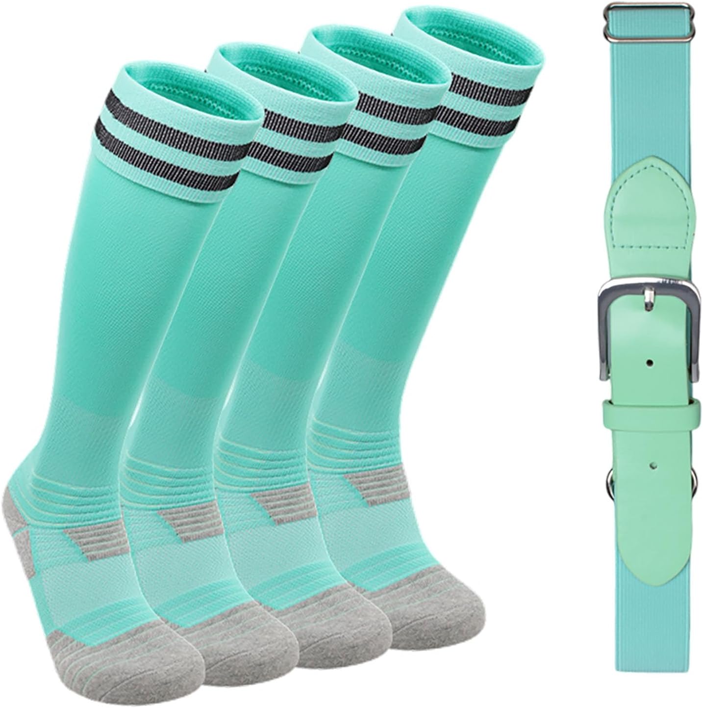 Kids Baseball or Softball Sock and Belt Combo Set, Adjustable Kids Softball Belts and 2 Pairs Socks for Youth Boys Girl