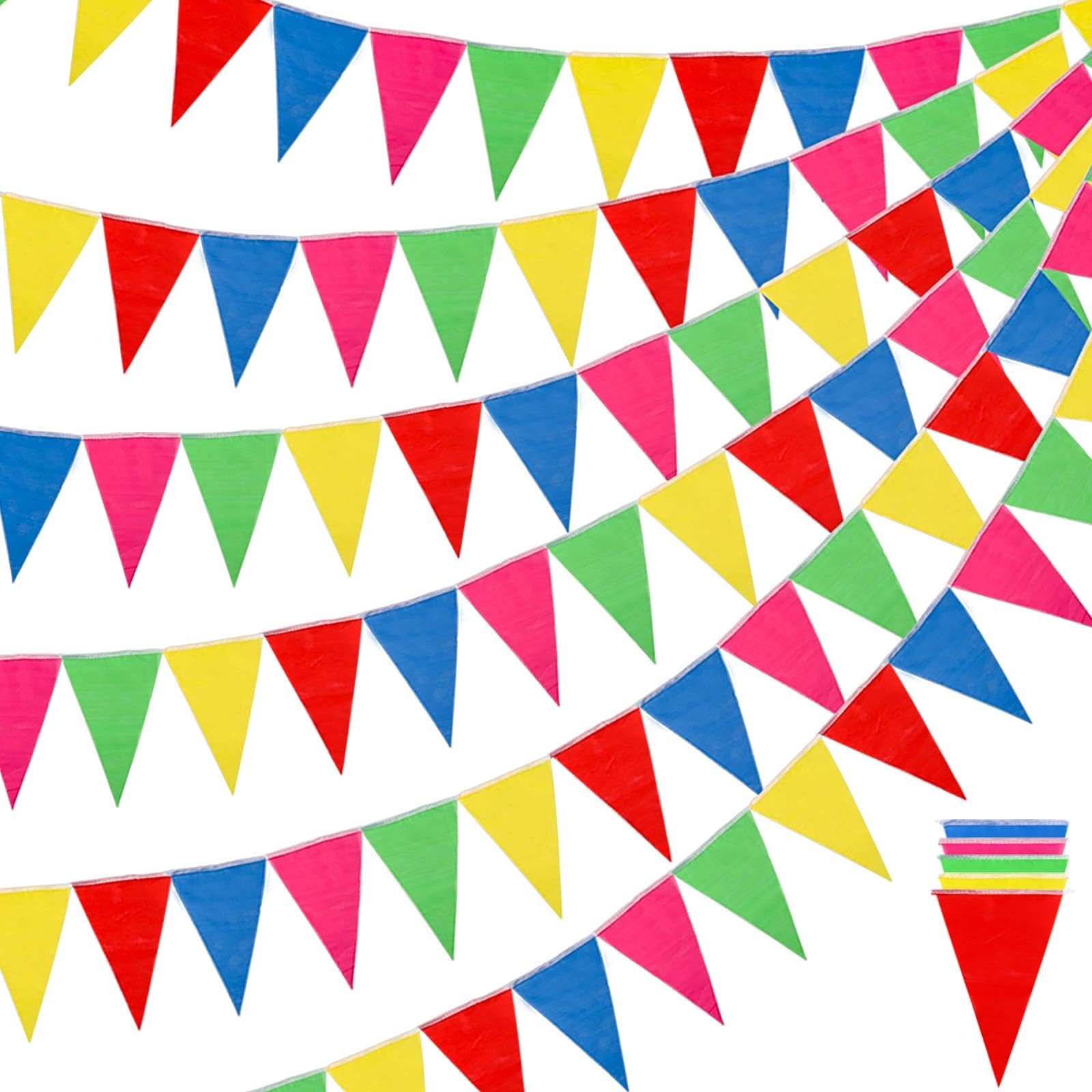 RUBFAC 1020ft 720pcs Colorful Pennant Banner Flags Multicolor Bunting String Triangle Flags Bulk, Garland for Grand Opening, Carnival Theme Birthday Party Decoration Outdoor Events Classroom Decor