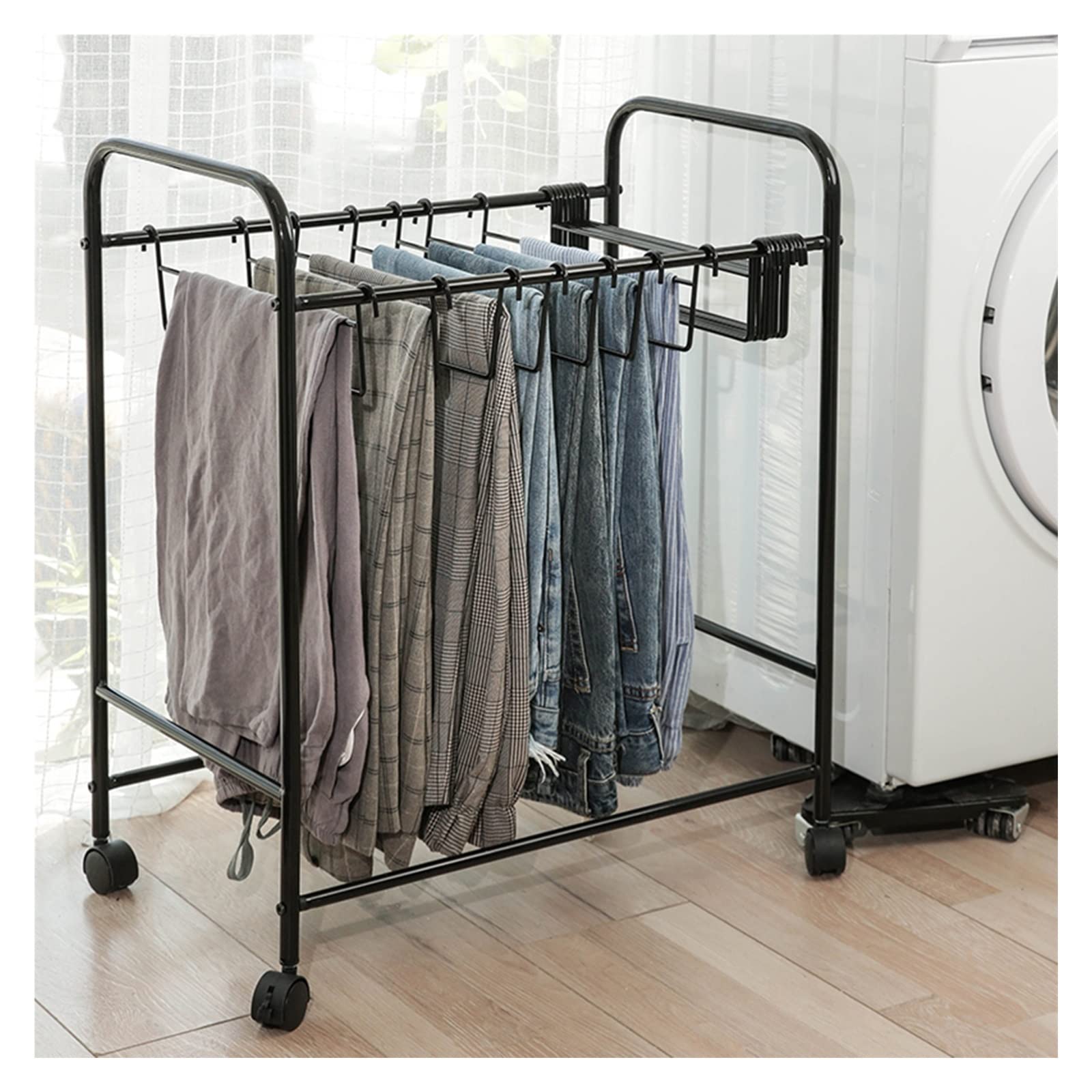 Présentoir de pantalons en jean robuste en acier avec cintres pour placard