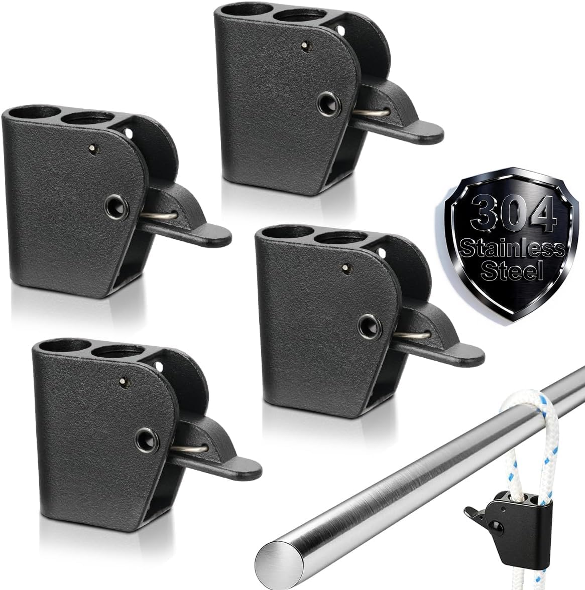 FUENEN Boat Fender Hangers Clips, Adjustable Boat Fender Clips for Boat Rails & Cleat, 304 Stainless Steel Boat Bumper Adjuster