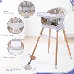 6-in-1 Chaise haute bébé en bois, siège booster, Hrusitoo Chaises haute convertibles pour bébés et tout-petits avec hauteurs réglables et bac à lave-vaisselle amovible