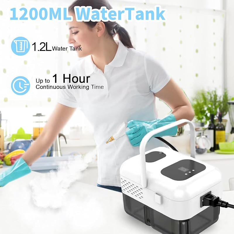 Agrdeed 2500W Kézi Gőztisztító 3.0 Bar Nyomás 1200ml Tartály 8 Tartozékkal
