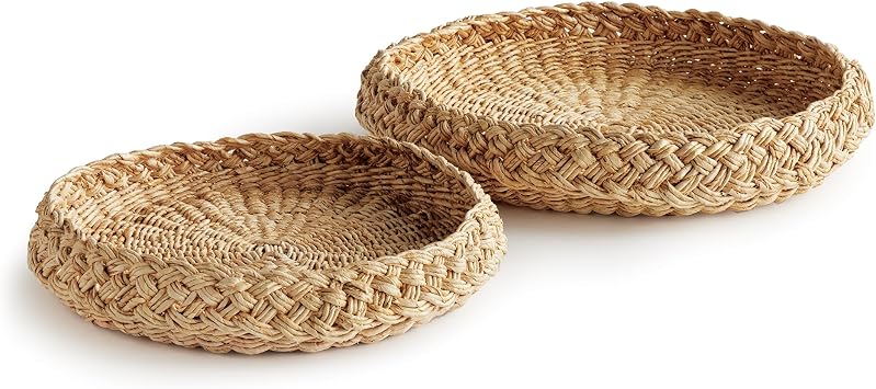 Napa Home & Garden Abaca French Braided Round Trays Set of 2 Natural