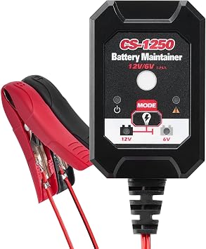 KOOPOOL 1.25A Smart Car Battery Charger 6V & 12V, for Auto, Moto, ATV. Functions as Maintainer, Trickle/Float Charger & Desulfator for Li-ion & Deep Cycle Batteries